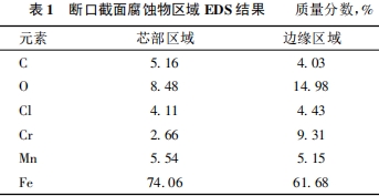 斷口截面腐蝕物區域 EDS 結果